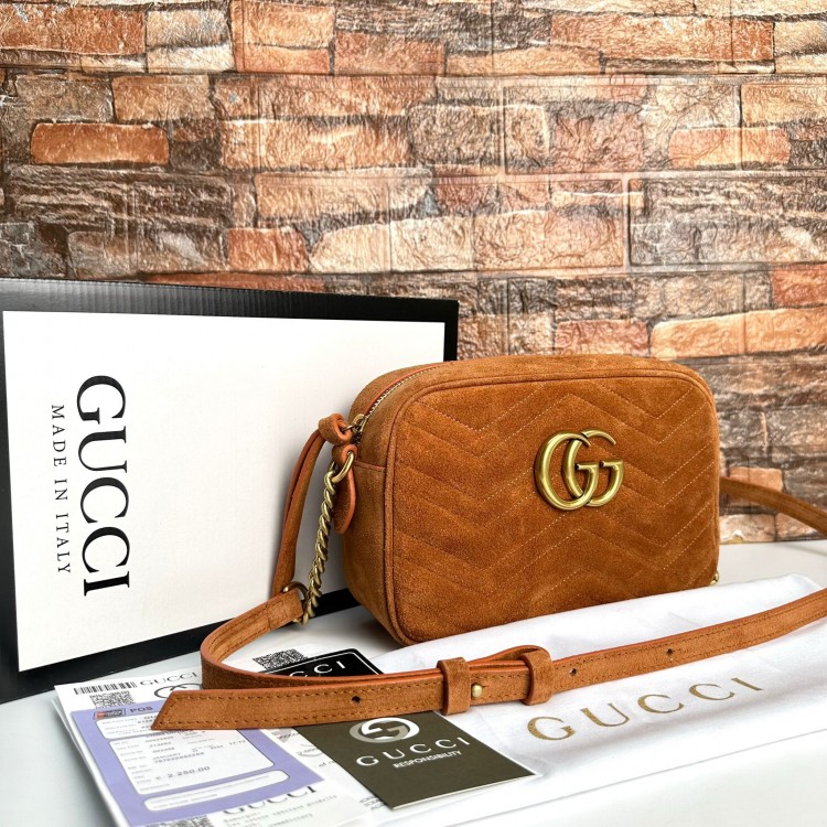 GUCCİ MARMONT MESSENGER SÜET TABA